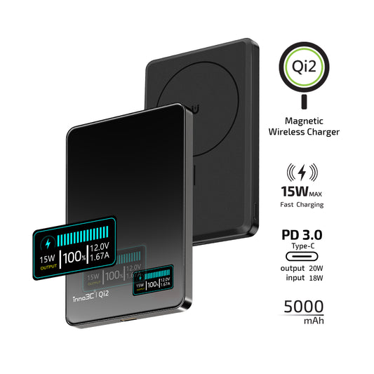 inno3C Qi2 Ultra Slim Magnetic Wireless Power Bank i-5M2 (Black)