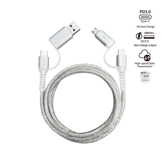 inno3C Transparent 4 in 1 Fast Charging Cable i-4MA-12｜Micro/Type-C to USB/Type-C Fast Charging Cable