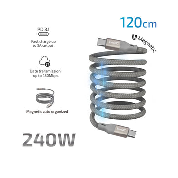 inno3C 240W Type-C to Type-C Magnetic Organized Cable i-2M240-12
