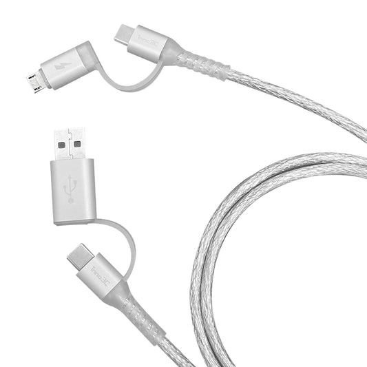 inno3C Transparent 4 in 1 Fast Charging Cable i-4MA-12｜Micro/Type-C to USB/Type-C Fast Charging Cable