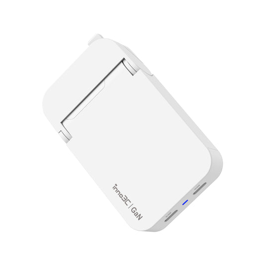 inno3C - 65W GaN Foldable Fast Charger i-65UK｜Dual USB Ports Wall Charger｜UK Travel Plug Adapter with 2 USB-C｜Type-C Port Power Adapter｜Type C PD3.0 Adaptor Plug｜USB-C Adapter Plug UK