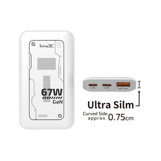 inno3C i-67DT Ultra Slim 67W GaN 3-Ports Travel Fast Charger  i-67DT