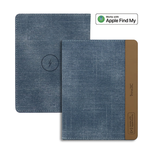 inno3C Passport Holder Tracker i-FP20 (Blue)｜Wireless Charging Built-in Rechargeable Battery Passport Finder Works with Apple Find My｜Passport Cover Tracker｜Passport Finder